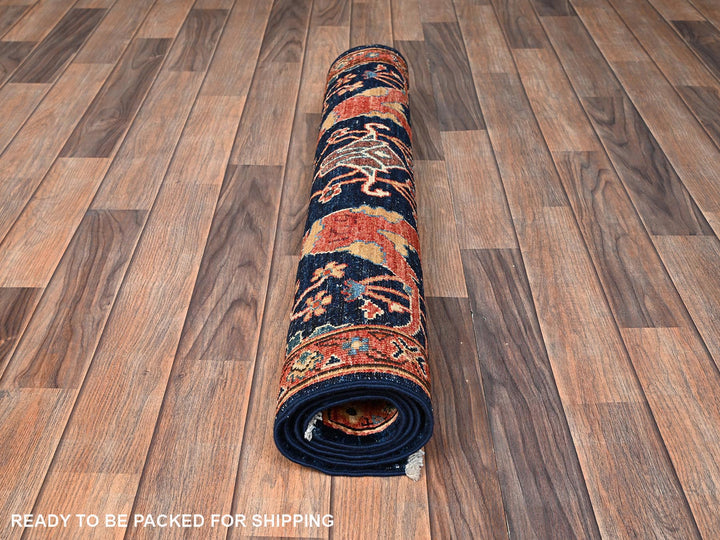 2'11" x 4'9" New Hand Knotted Blue Wool Rectangle Oriental Rug - MOA1021617