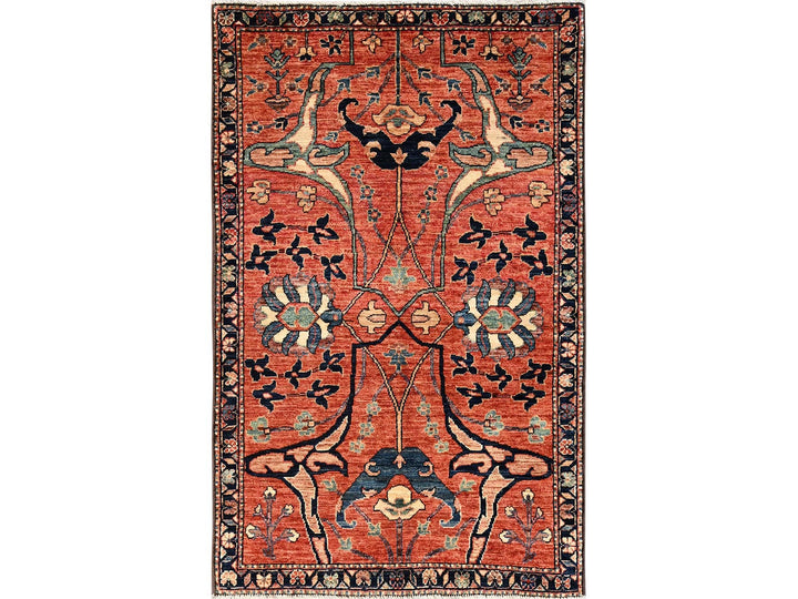 3'1" x 5'0" New Hand Knotted Orange Wool Rectangle Oriental Rug - MOA1021620