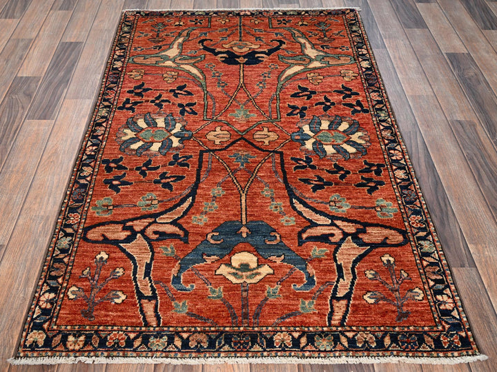 3'1" x 5'0" New Hand Knotted Orange Wool Rectangle Oriental Rug - MOA1021620