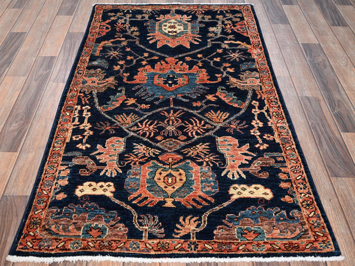 2'10" x 4'10" New Hand Knotted Blue Wool Rectangle Oriental Rug - MOA1021621