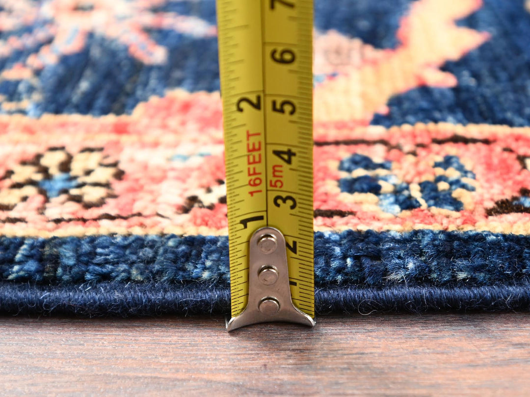 2'10" x 4'10" New Hand Knotted Blue Wool Rectangle Oriental Rug - MOA1021621