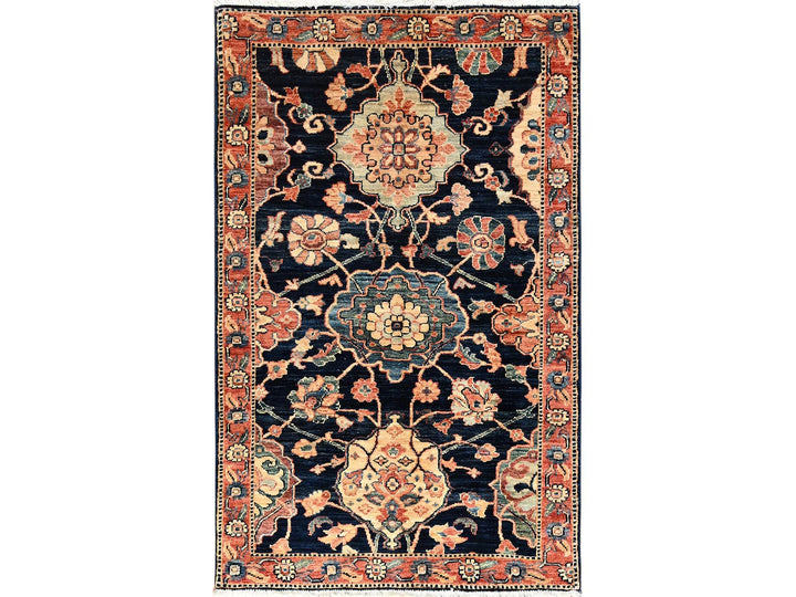 3'1" x 4'10" New Hand Knotted Blue Wool Rectangle Oriental Rug - MOA1021622