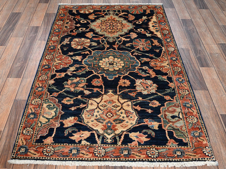 3'1" x 4'10" New Hand Knotted Blue Wool Rectangle Oriental Rug - MOA1021622