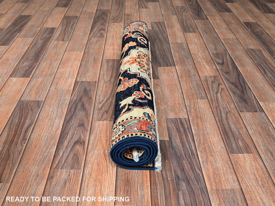 3'1" x 4'10" New Hand Knotted Blue Wool Rectangle Oriental Rug - MOA1021622