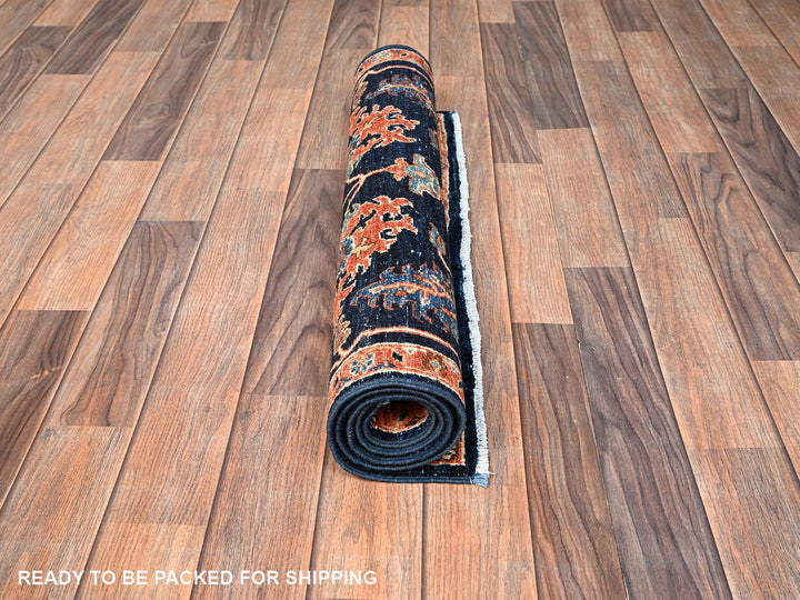 2'8" x 4'2" New Hand Knotted Blue Wool Rectangle Oriental Rug - MOA1021623