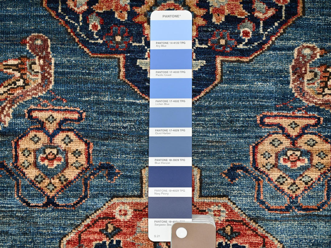 2'9" x 7'8" New Hand Knotted Blue Wool Runner Oriental Rug - MOA1021624