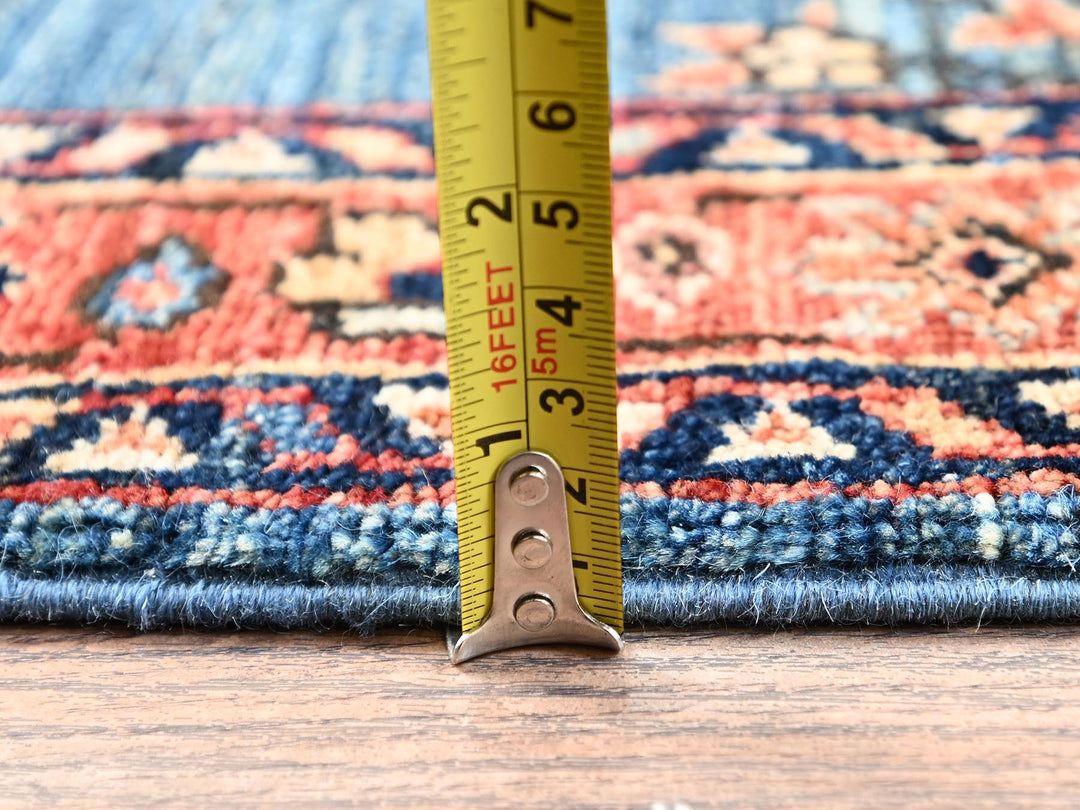 2'9" x 7'8" New Hand Knotted Blue Wool Runner Oriental Rug - MOA1021624