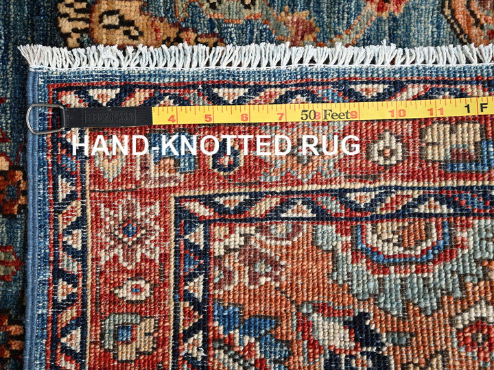 2'9" x 7'8" New Hand Knotted Blue Wool Runner Oriental Rug - MOA1021624