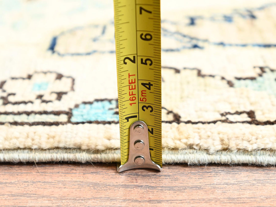 2'7" x 13'10" New Hand Knotted Ivory Wool Runner Oriental Rug - MOA1021625