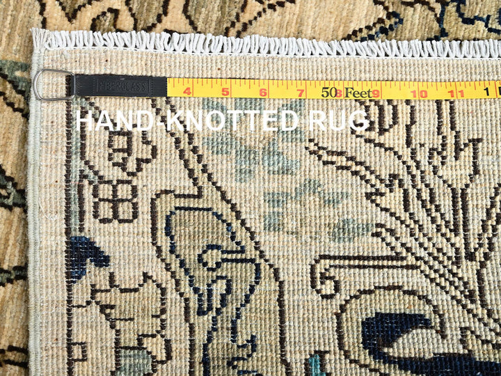 2'7" x 13'10" New Hand Knotted Ivory Wool Runner Oriental Rug - MOA1021625