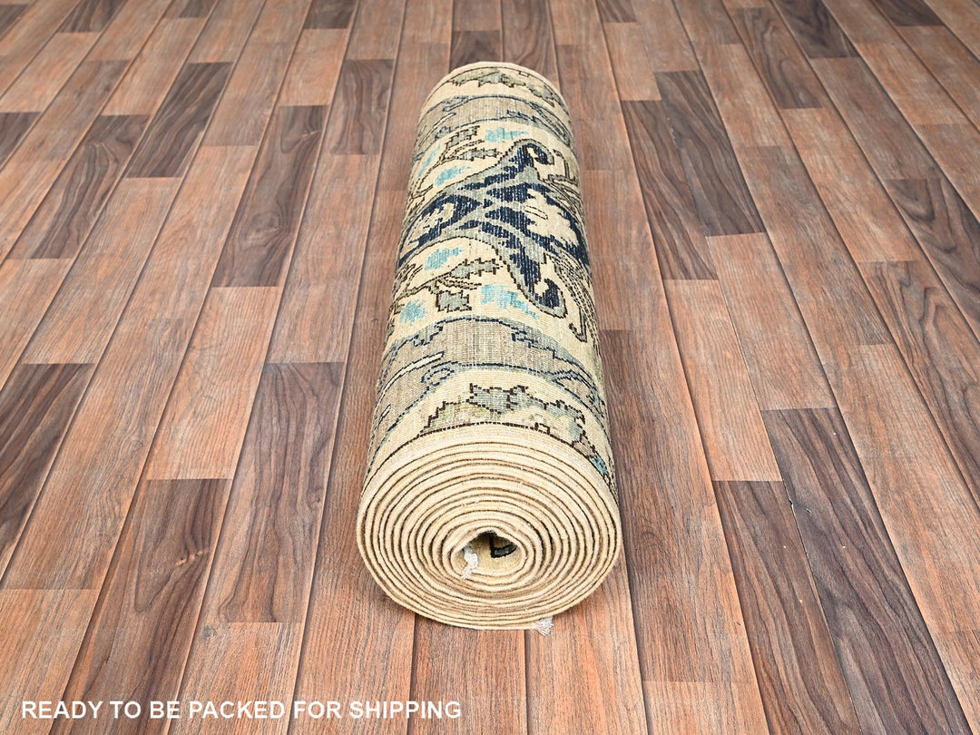 2'8" x 18'3" New Hand Knotted Ivory Wool Runner Oriental Rug - MOA1021626