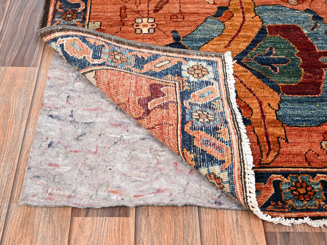 3'3" x 9'9" New Hand Knotted Orange Wool Runner Oriental Rug - MOA1021627