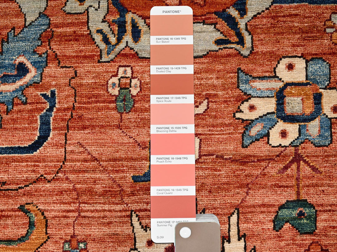 3'3" x 9'9" New Hand Knotted Orange Wool Runner Oriental Rug - MOA1021627