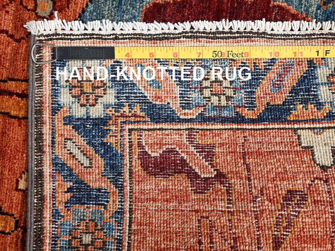 3'3" x 9'9" New Hand Knotted Orange Wool Runner Oriental Rug - MOA1021627