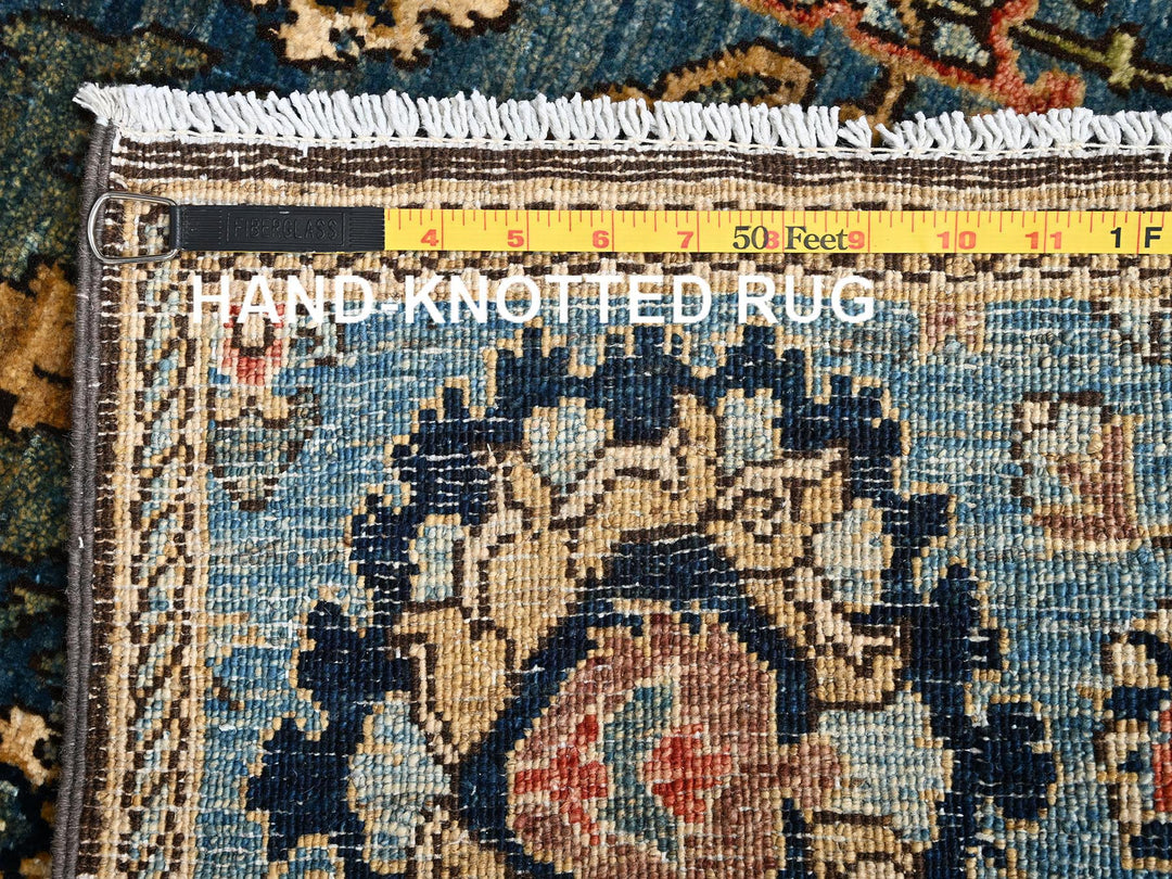 2'7" x 14'7" New Hand Knotted Blue Wool Runner Oriental Rug - MOA1021628