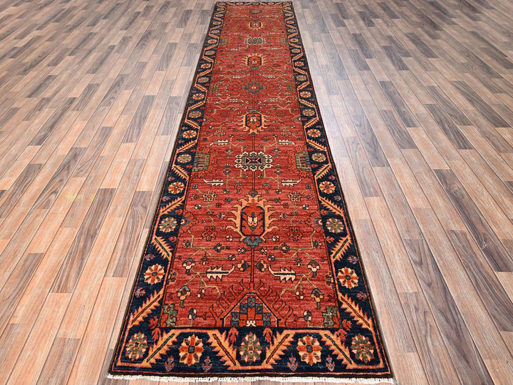 2'11" x 13'3" New Hand Knotted Orange Wool Runner Oriental Rug - MOA1021629