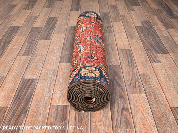 2'11" x 13'3" New Hand Knotted Orange Wool Runner Oriental Rug - MOA1021629