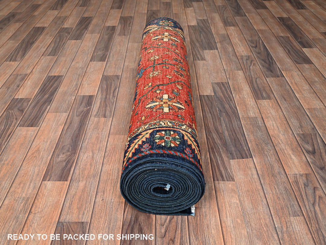 4'0" x 22'7" New Hand Knotted Red Wool Runner Oriental Rug - MOA1021630