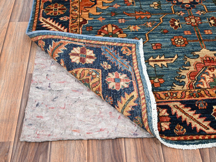 4'2" x 17'10" New Hand Knotted Blue Wool Runner Oriental Rug - MOA1021631