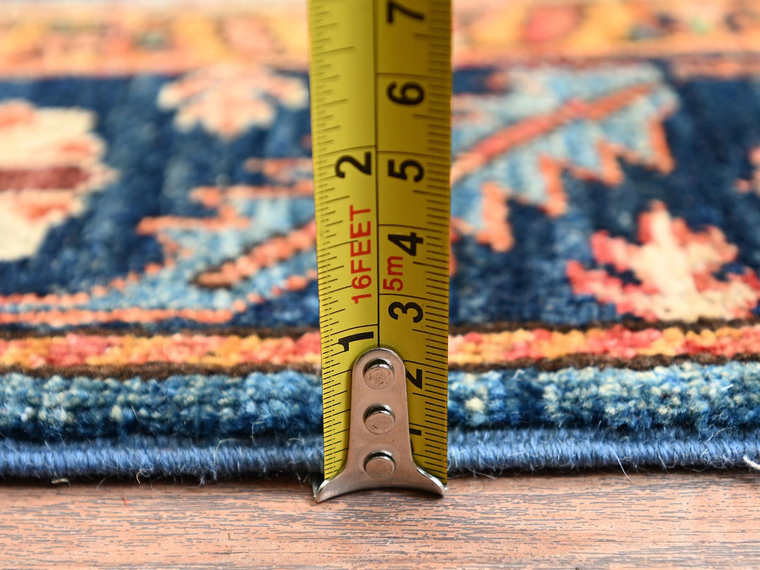 4'2" x 17'10" New Hand Knotted Blue Wool Runner Oriental Rug - MOA1021631