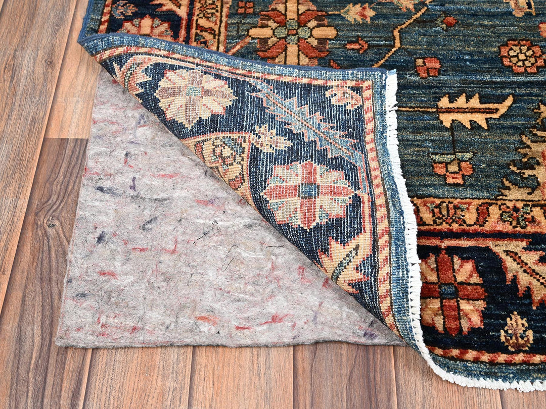 4'3" x 19'0" New Hand Knotted Blue Wool Runner Oriental Rug - MOA1021632