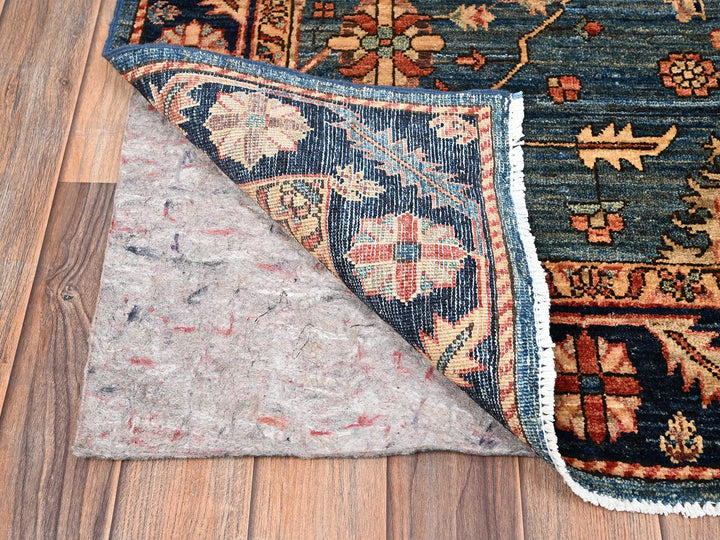 4'3" x 19'0" New Hand Knotted Blue Wool Runner Oriental Rug - MOA1021632