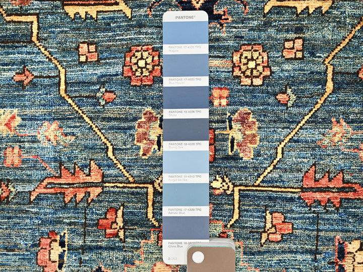 4'3" x 19'0" New Hand Knotted Blue Wool Runner Oriental Rug - MOA1021632