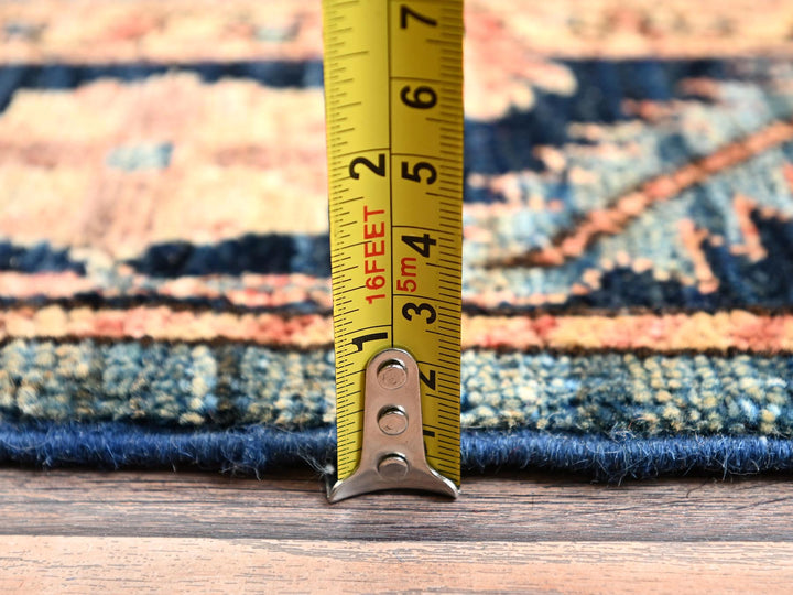 4'3" x 19'0" New Hand Knotted Blue Wool Runner Oriental Rug - MOA1021632