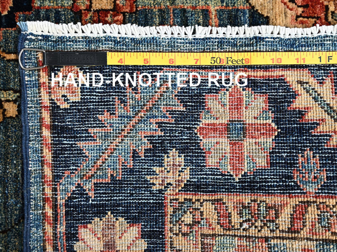 4'3" x 19'0" New Hand Knotted Blue Wool Runner Oriental Rug - MOA1021632