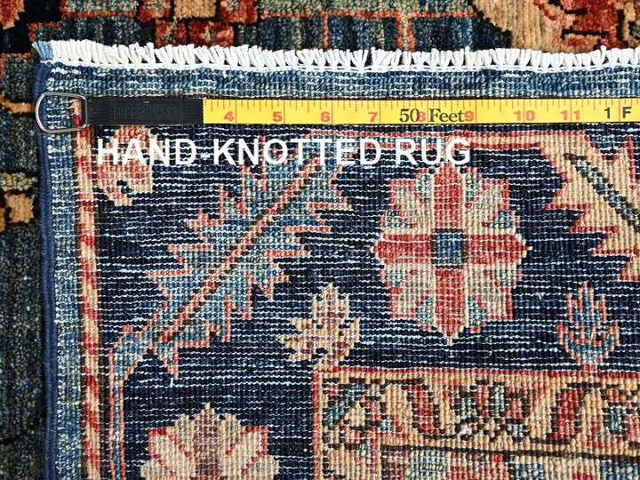 4'3" x 19'0" New Hand Knotted Blue Wool Runner Oriental Rug - MOA1021632