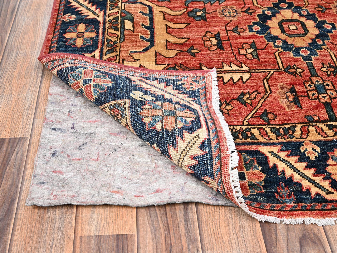 3'10" x 13'7" New Hand Knotted Red Wool Runner Oriental Rug - MOA1021633