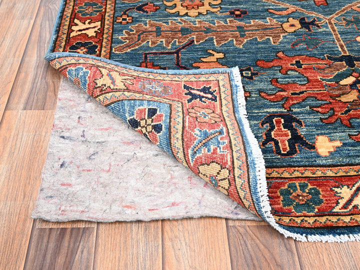 4'1" x 9'7" New Hand Knotted Blue Wool Runner Oriental Rug - MOA1021634