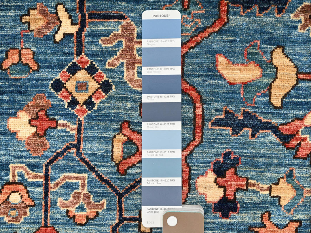 4'1" x 9'7" New Hand Knotted Blue Wool Runner Oriental Rug - MOA1021634