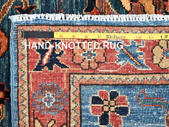 4'1" x 9'7" New Hand Knotted Blue Wool Runner Oriental Rug - MOA1021634