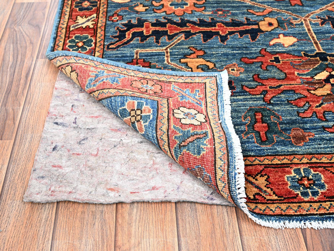 4'2" x 9'7" New Hand Knotted Blue Wool Runner Oriental Rug - MOA1021635