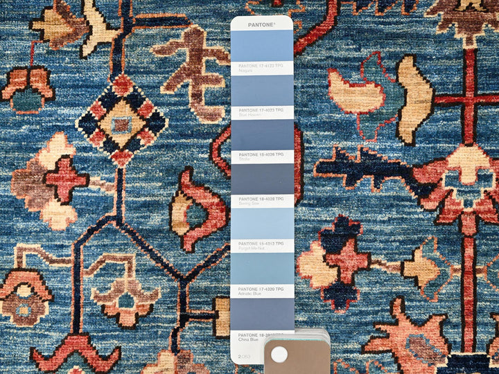 4'2" x 9'7" New Hand Knotted Blue Wool Runner Oriental Rug - MOA1021635