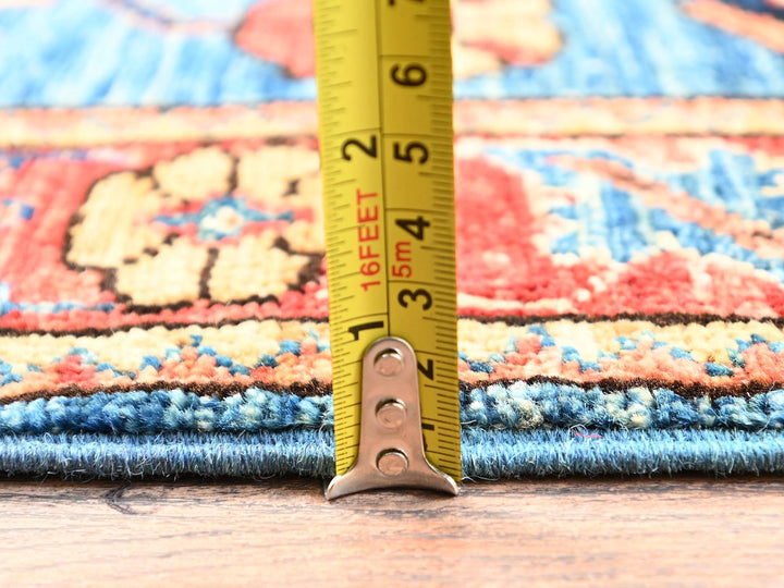 4'2" x 9'7" New Hand Knotted Blue Wool Runner Oriental Rug - MOA1021635