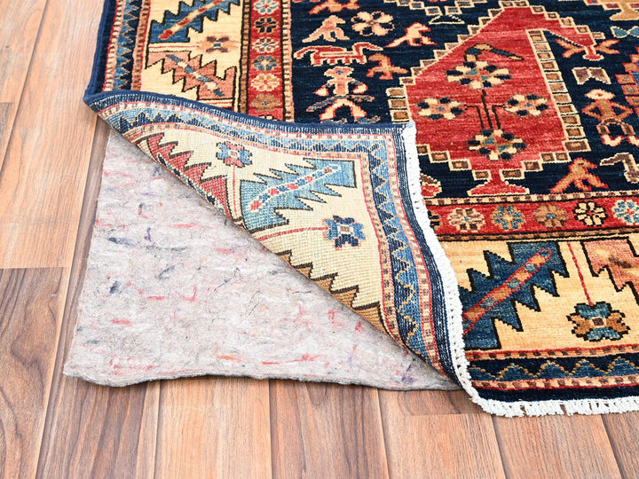 4'2" x 17'9" New Hand Knotted Blue Wool Runner Oriental Rug - MOA1021636