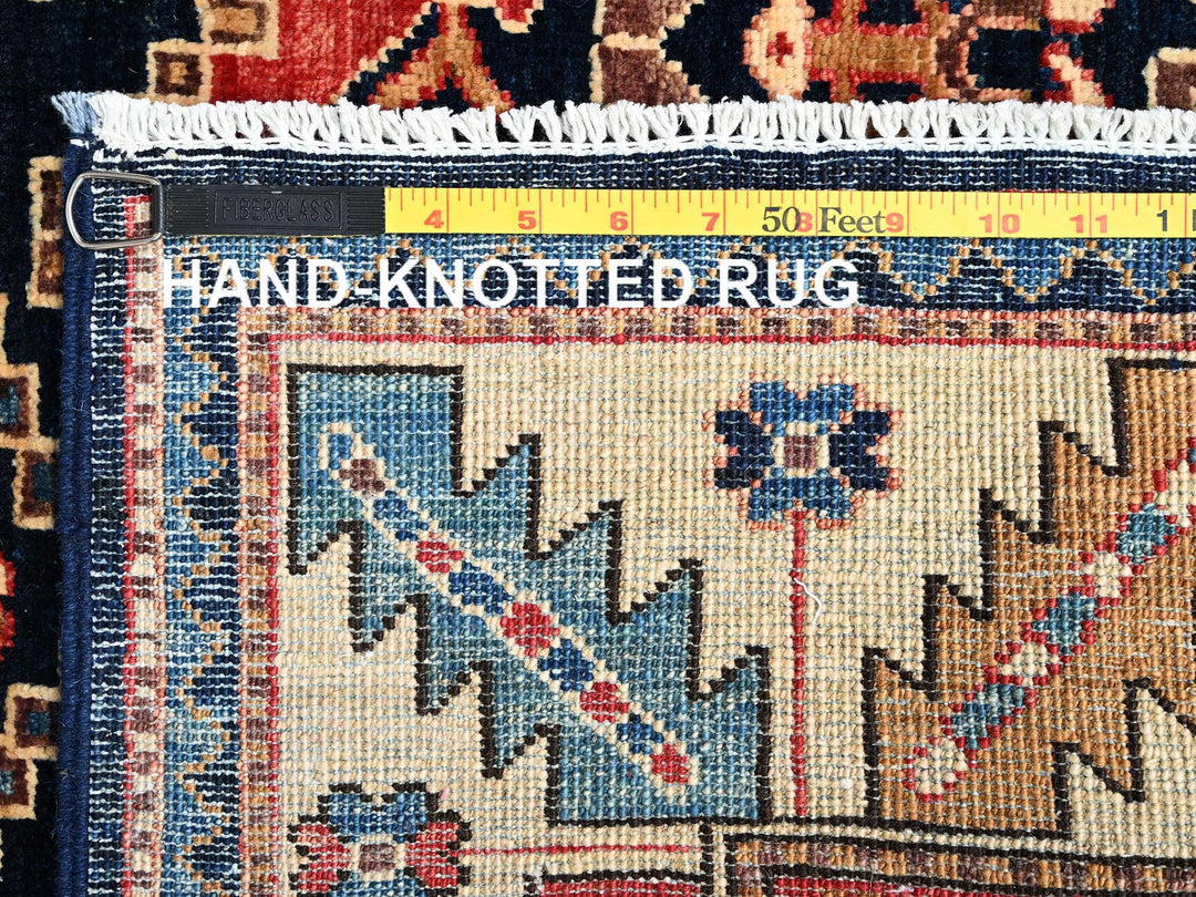 4'2" x 17'9" New Hand Knotted Blue Wool Runner Oriental Rug - MOA1021636