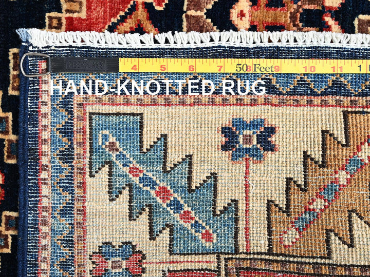 4'2" x 17'9" New Hand Knotted Blue Wool Runner Oriental Rug - MOA1021636