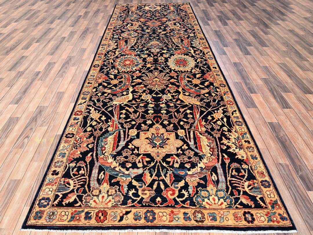 4'11" x 14'0" New Hand Knotted Blue Wool Runner Oriental Rug - MOA1021638