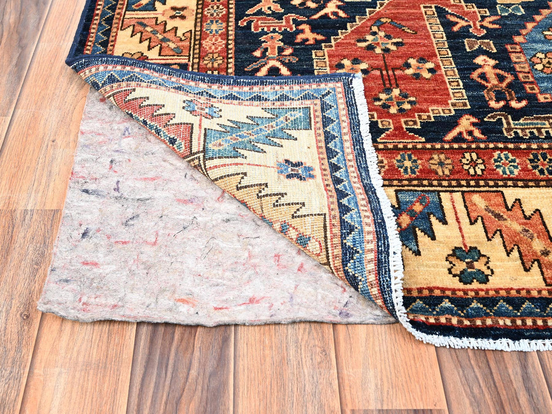 3'10" x 13'2" New Hand Knotted Blue Wool Runner Oriental Rug - MOA1021641