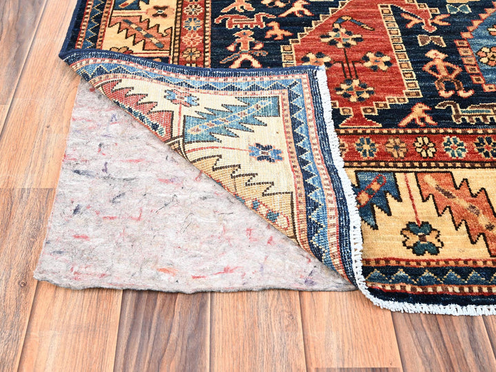 3'10" x 13'2" New Hand Knotted Blue Wool Runner Oriental Rug - MOA1021641