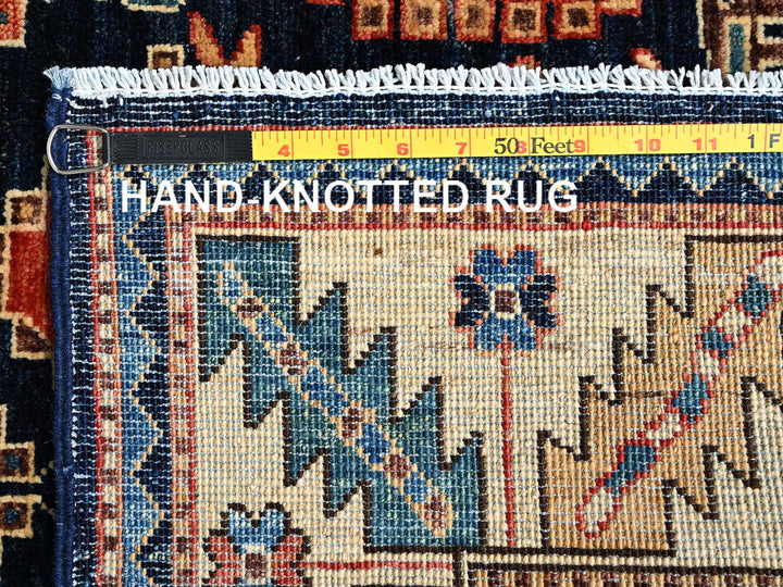 3'10" x 13'2" New Hand Knotted Blue Wool Runner Oriental Rug - MOA1021641