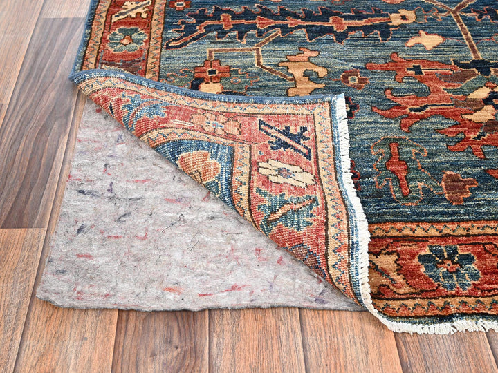 4'3" x 10'3" New Hand Knotted Blue Wool Runner Oriental Rug - MOA1021643