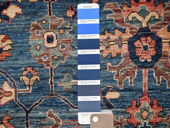 4'3" x 10'3" New Hand Knotted Blue Wool Runner Oriental Rug - MOA1021643