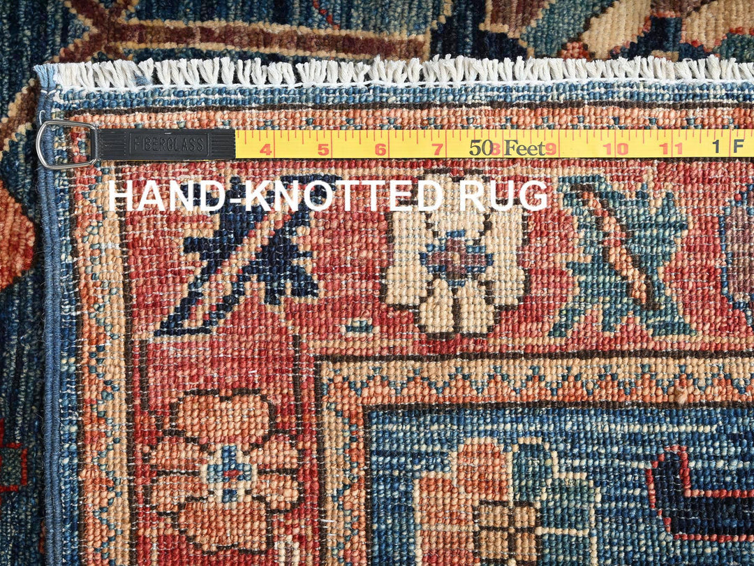4'3" x 10'3" New Hand Knotted Blue Wool Runner Oriental Rug - MOA1021643