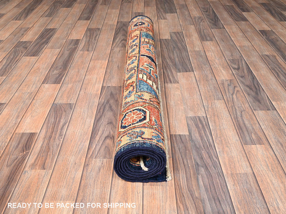 4'1" x 6'9" New Hand Knotted Orange Wool Rectangle Oriental Rug - MOA1021644