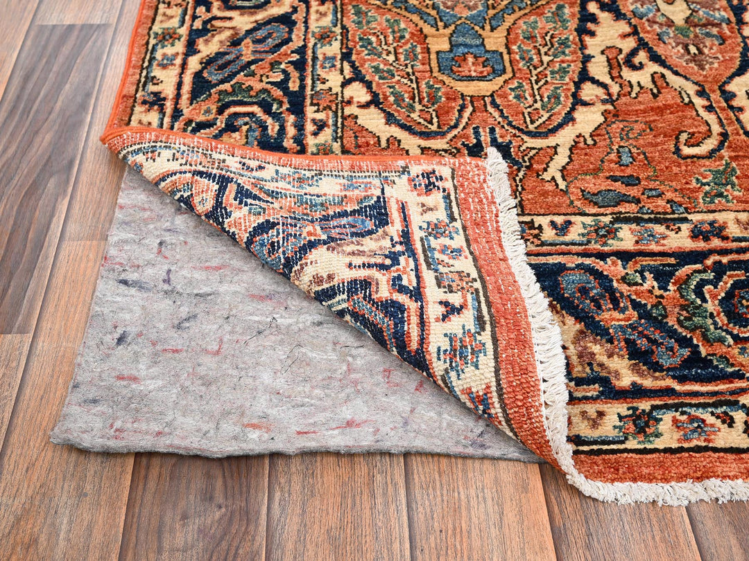 3'11" x 6'7" New Hand Knotted Orange Wool Rectangle Oriental Rug - MOA1021645