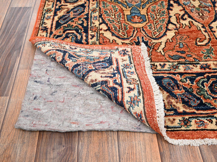 3'11" x 6'7" New Hand Knotted Orange Wool Rectangle Oriental Rug - MOA1021645